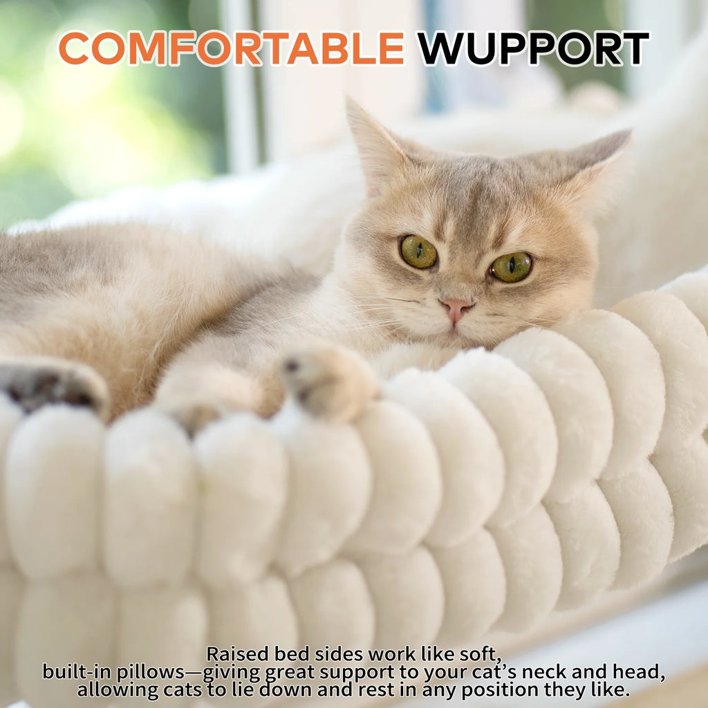 Cat Window Perch, 23*15In Double-Layer Foldable Pet Hammock for Wall with Suckers for Indoor(Medium,White)