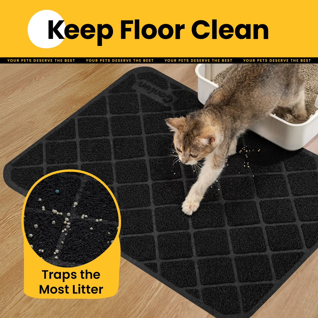 Cat Litter Mat, 35" X 23" Premium Durable PVC, Non-Slip, Less Waste, Urine Waterproof