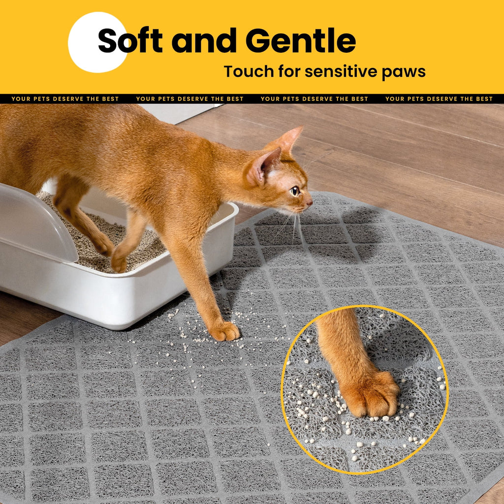 Cat Litter Mat, 30" X 20" Premium Durable PVC, Non-Slip, Less Waste, Urine Waterproof