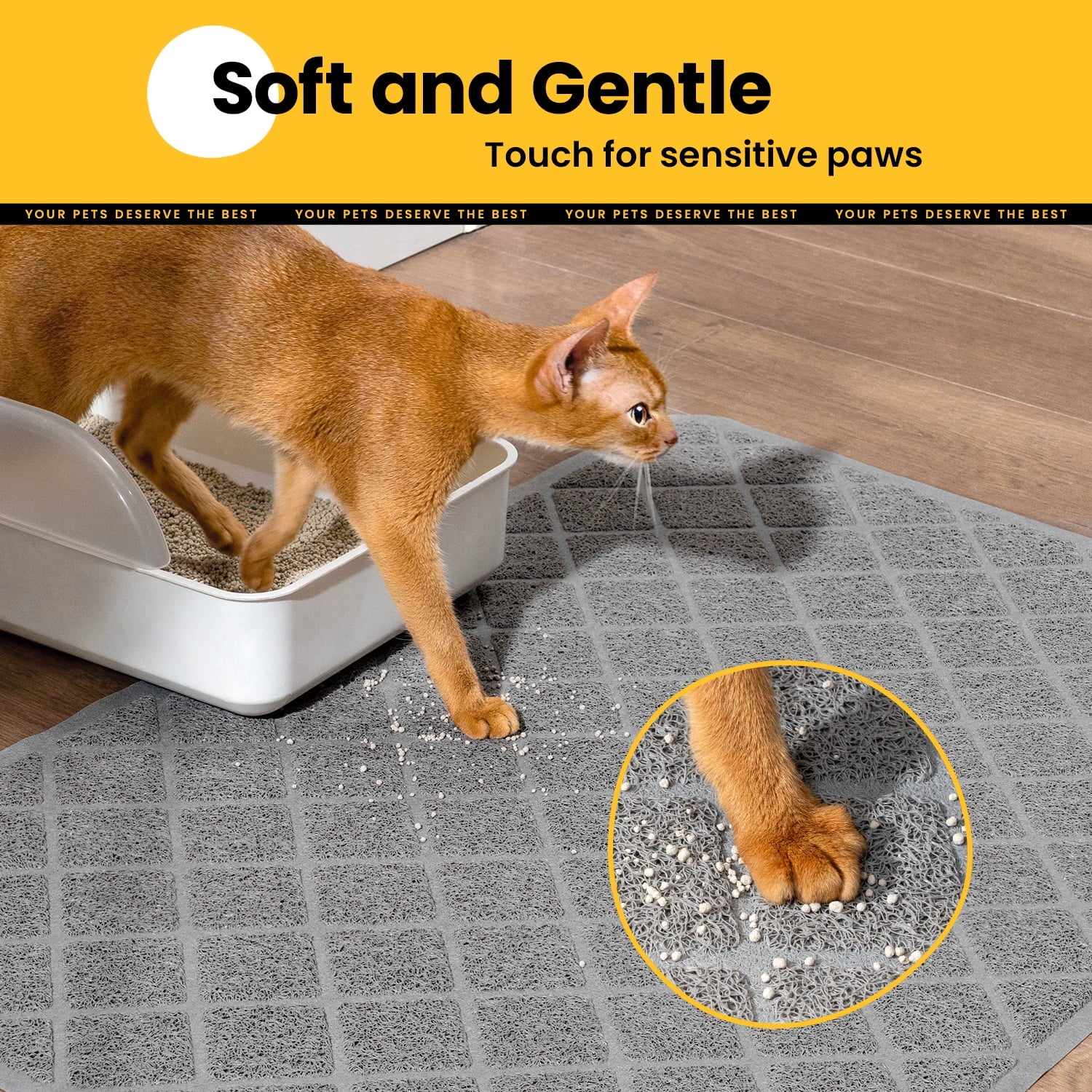 Cat Litter Mat, 30" X 20" Premium Durable PVC, Non-Slip, Less Waste, Urine Waterproof