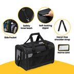 Cat Carrier,Foldable Soft-Sided Large Cat Carrier,Airline Approved Cat Carriers with Safety Leash,Comfort for Cat Travel Carrier,Black
