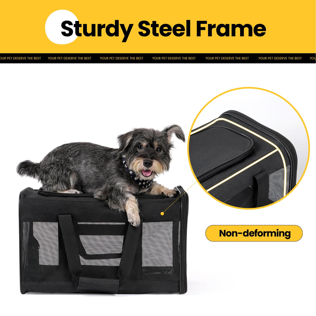 Cat Carrier,Foldable Soft-Sided Large Cat Carrier,Airline Approved Cat Carriers with Safety Leash,Comfort for Cat Travel Carrier,Black