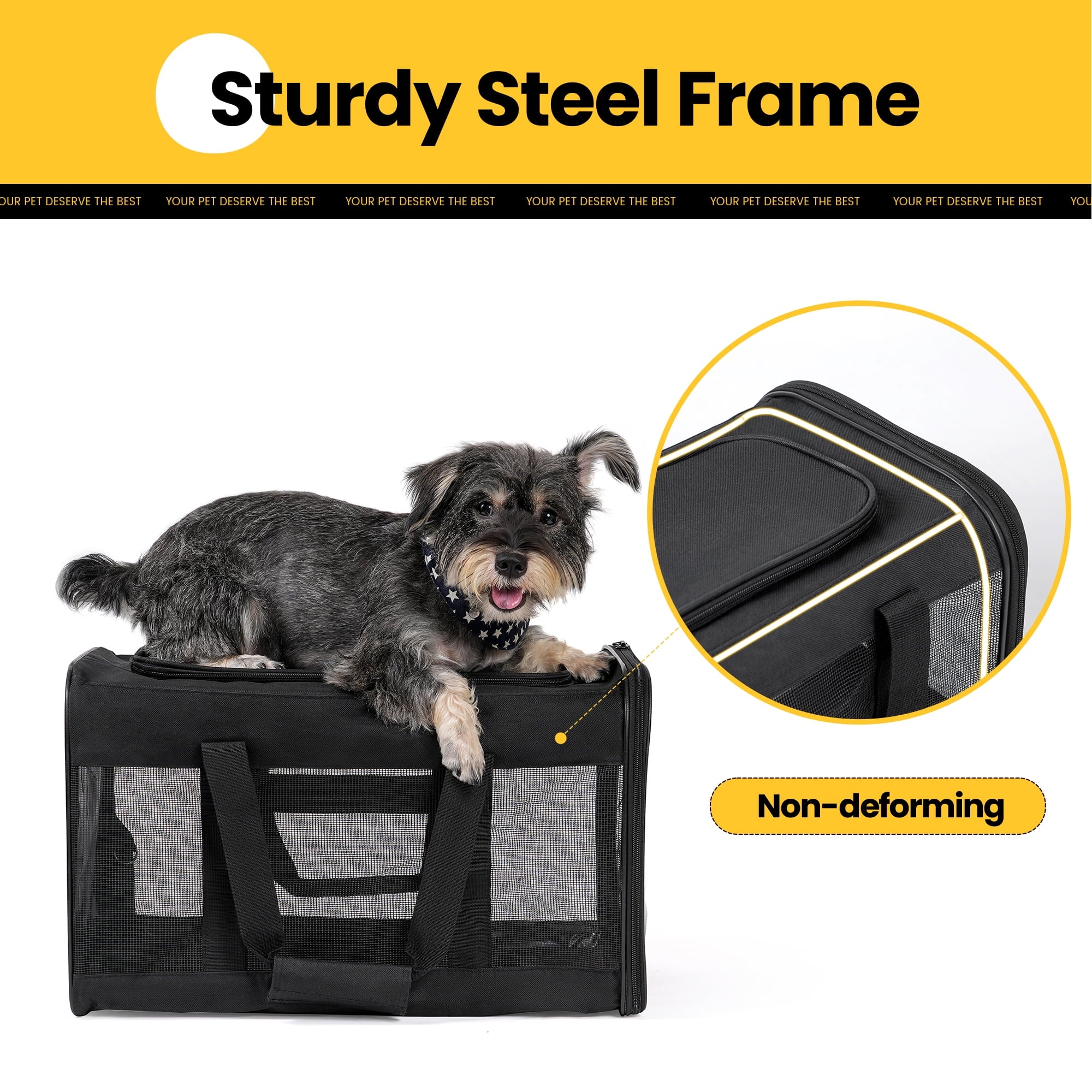 Cat Carrier,Foldable Soft-Sided Large Cat Carrier,Airline Approved Cat Carriers with Safety Leash,Comfort for Cat Travel Carrier,Black