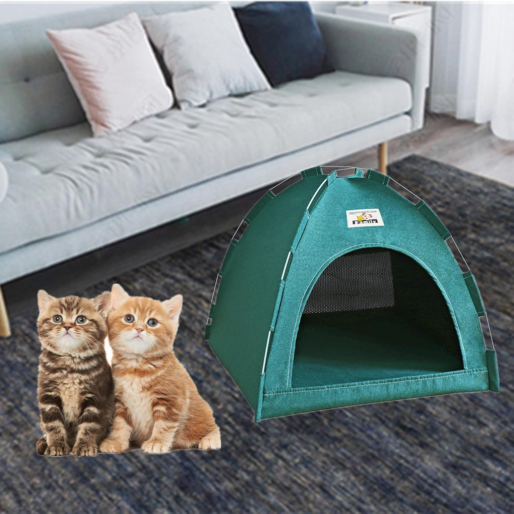 Cat Tent, Kitten Tent Cave Nest Bed, Portable Pet Cats Tents House for Little Dog, Folding House with Soft Mat for Small Animals All Seasons Indoor and Outdoor (14.2 X 14.2 X 11 INCH)
