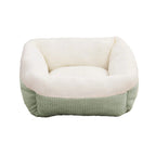 Plush Cat Bed for Small Dogs, Orthopedic Cuddler Pet Bed with Removable Washable Cushion & Non-Slip Bottom, Blue and White Square Fluffy Dog Cat Bed