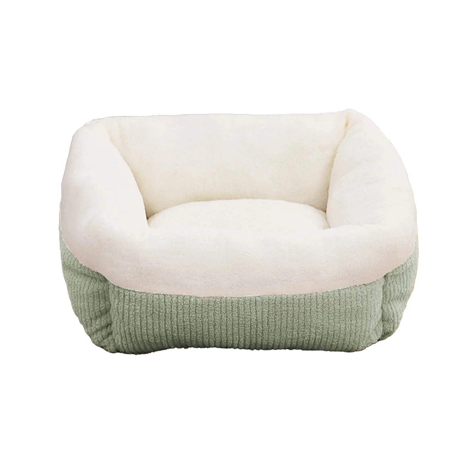 Plush Cat Bed for Small Dogs, Orthopedic Cuddler Pet Bed with Removable Washable Cushion & Non-Slip Bottom, Blue and White Square Fluffy Dog Cat Bed