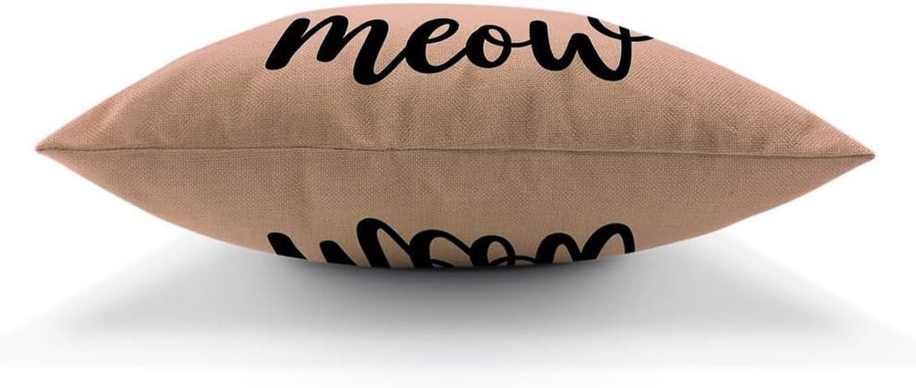 Cat Face Pillows Decorative Throw Pillow Cover Case Cute Cat Smile Meow Cotton Linen Pillow Case 18X18 Inch Square Cushion Cover for Sofa Bedroom Pink