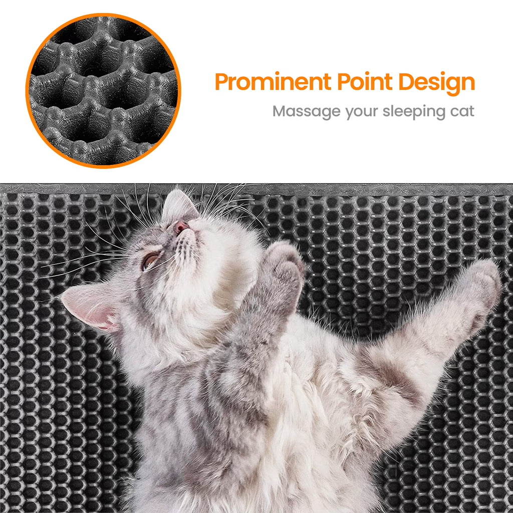 Cat Litter Mat - 34"X26" Honeycomb Double Layer, Urine Waterproof, and Easy to Clean