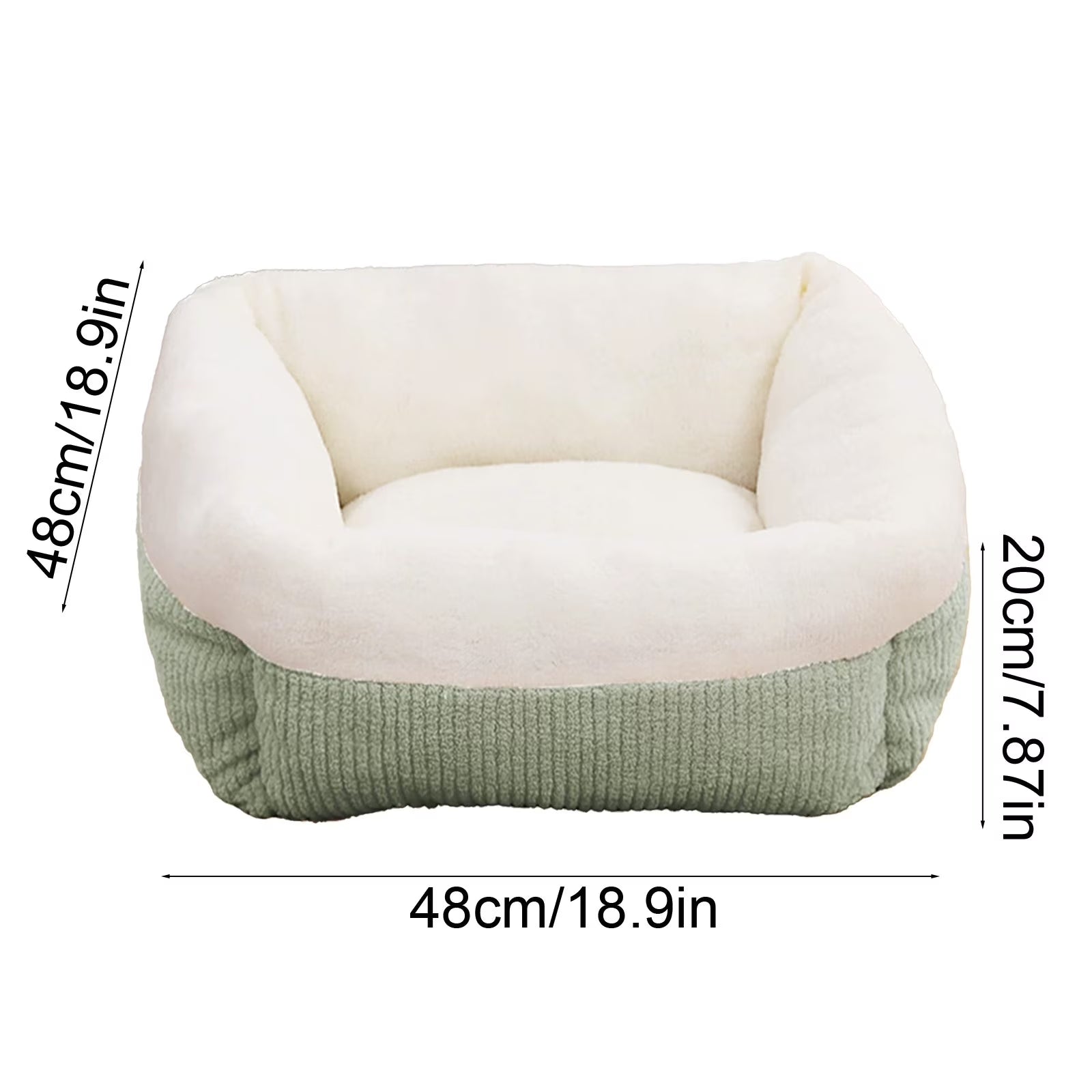 Plush Cat Bed for Small Dogs, Orthopedic Cuddler Pet Bed with Removable Washable Cushion & Non-Slip Bottom, Blue and White Square Fluffy Dog Cat Bed