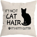 It’S Not Cat Hair It’S Kitty Glitter Throw Pillow Cover, Cat Lover Gifts for Women Men, Doxie Pillow Case 18 X 18 Inch Home Room Bed Sofa Decor