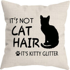 It’S Not Cat Hair It’S Kitty Glitter Throw Pillow Cover, Cat Lover Gifts for Women Men, Doxie Pillow Case 18 X 18 Inch Home Room Bed Sofa Decor