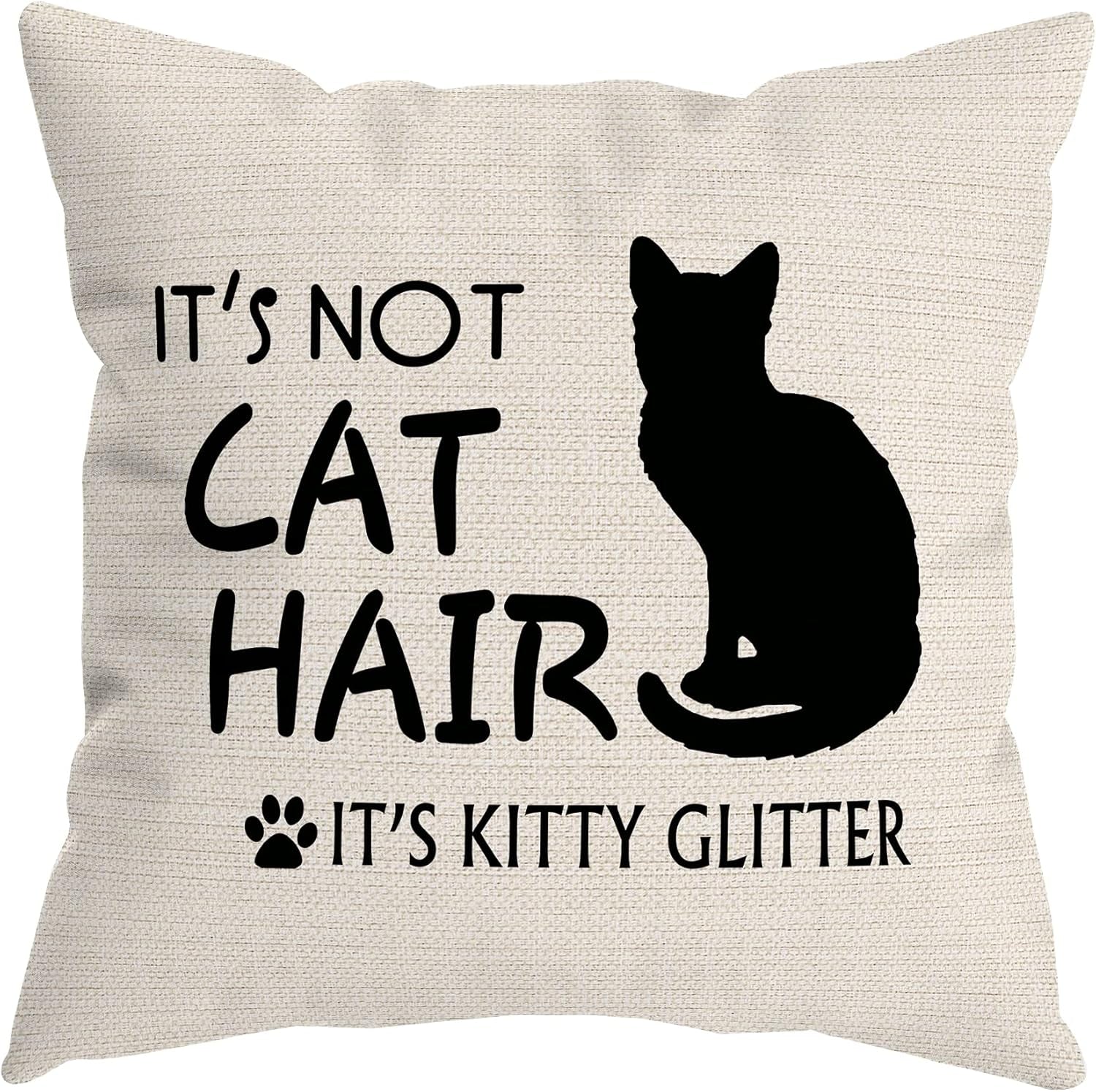 It’S Not Cat Hair It’S Kitty Glitter Throw Pillow Cover, Cat Lover Gifts for Women Men, Doxie Pillow Case 18 X 18 Inch Home Room Bed Sofa Decor