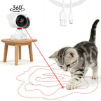 Risehigh Laser Cat Toys for Indoor Cats with Random Trajectory, 3 Modes & 2 Speeds, 360° Rotation, Rechargeable Automatic Interactive Toy for Bored Adult Cats & Kittens, White