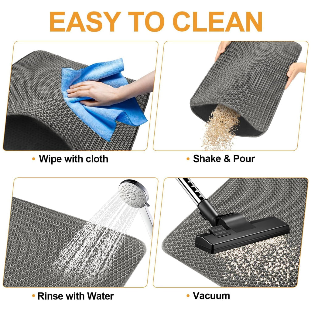 21" X 29" Cat Litter Mat Trapping Match, Honeycomb Double Layer Design, Urine-Proof and Water Proof, Scatter Control, Easier to Clean & Washable(Gray)