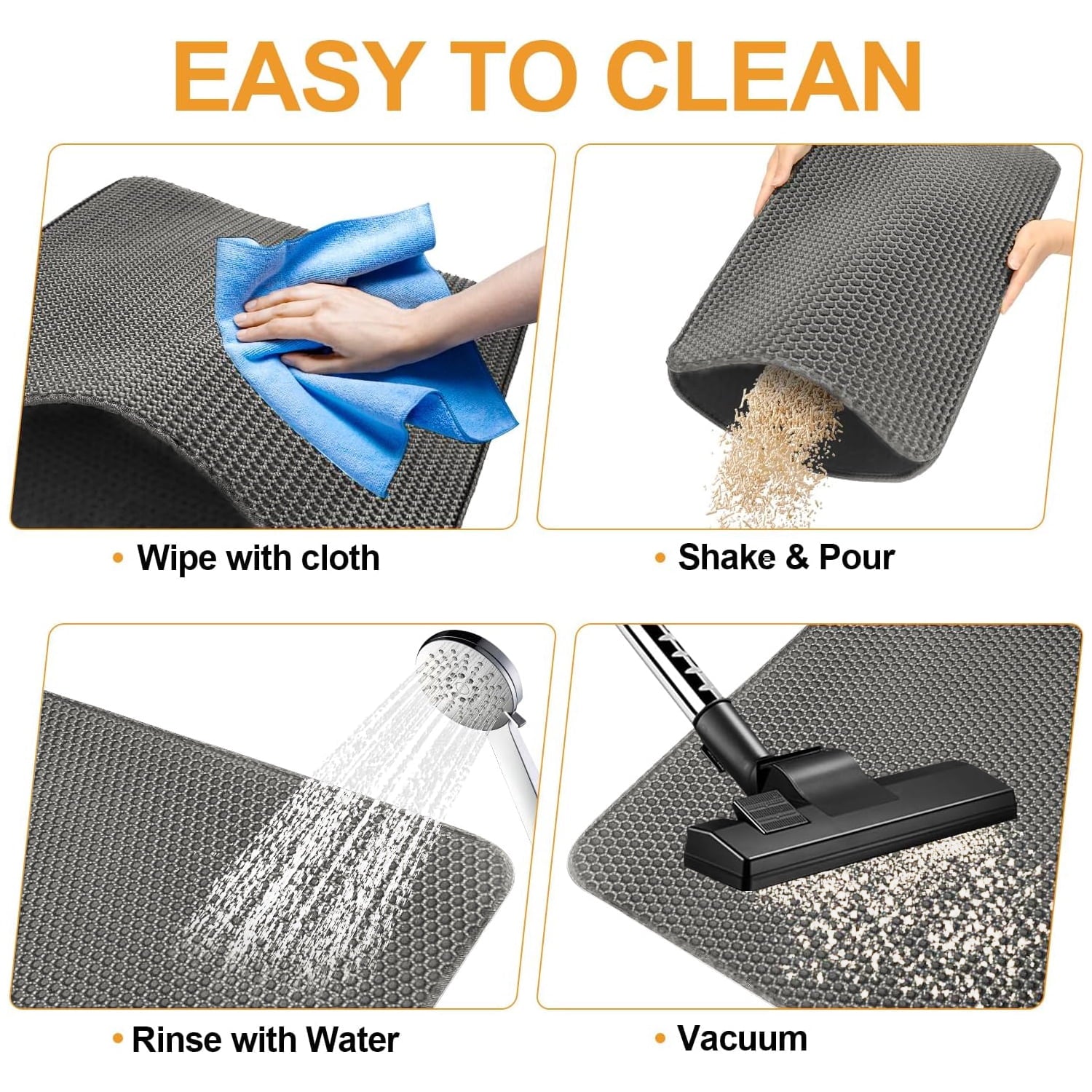 21" X 29" Cat Litter Mat Trapping Match, Honeycomb Double Layer Design, Urine-Proof and Water Proof, Scatter Control, Easier to Clean & Washable(Gray)