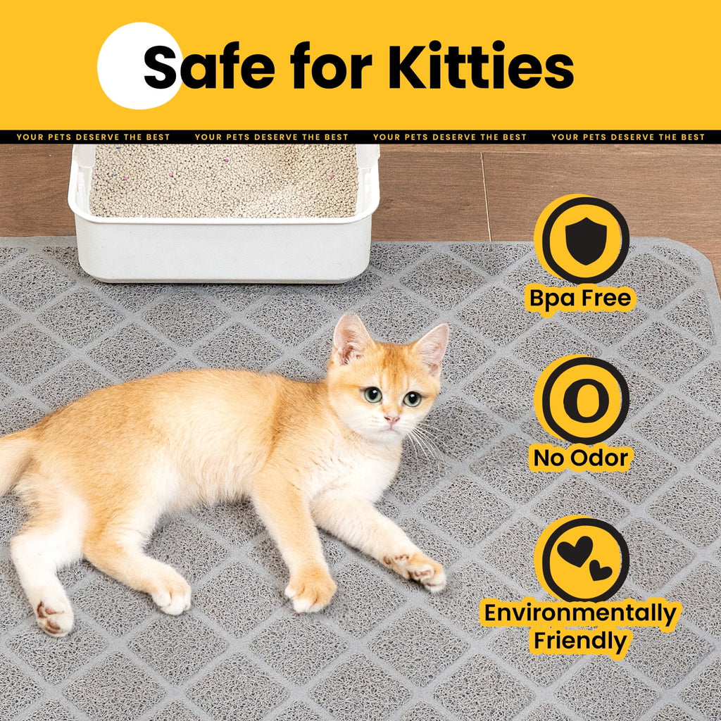 Cat Litter Mat, 30" X 20" Premium Durable PVC, Non-Slip, Less Waste, Urine Waterproof