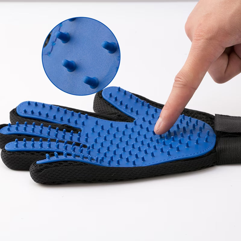 Pet Grooming Deshedding Gloves Brush for Dog Cat Hair Remover Mitt Massage 1 Pair Blue
