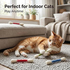 Giant Q Tip Cat Toy, Cotton Swabs Cat Toys with Catnip, 6 Pk Interactive Felt Kitty Kicker Toy Sticks, Big Kitten Chew Dental Teething, Set of 6 Soft Plush Kicker Toys