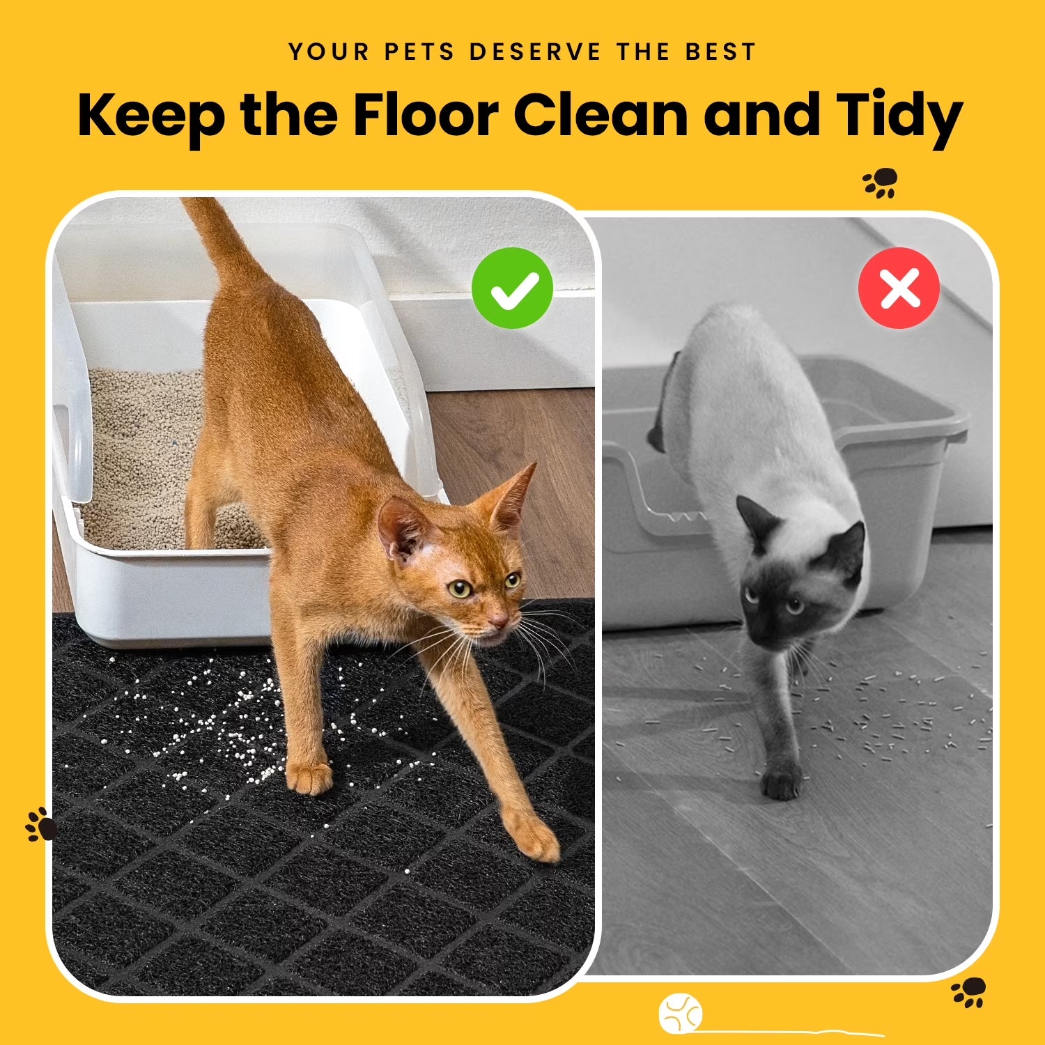 Cat Litter Mat, 35" X 23" Premium Durable PVC, Non-Slip, Less Waste, Urine Waterproof