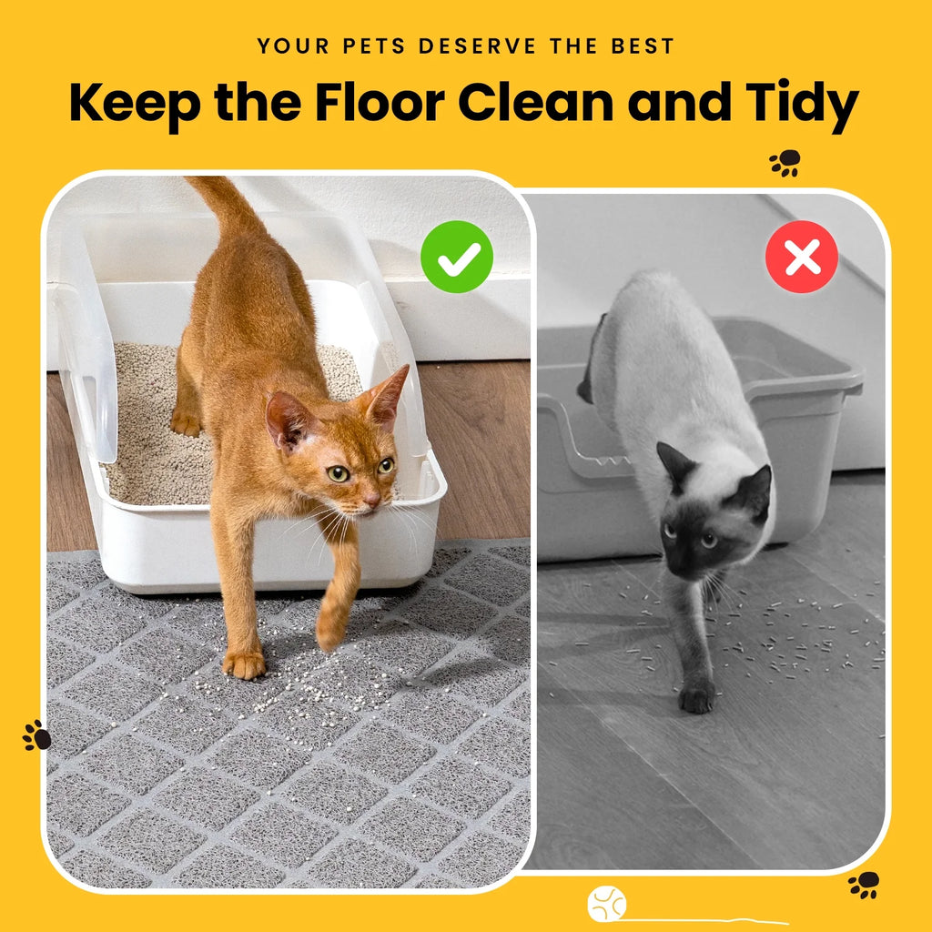 Cat Litter Mat, 30" X 20" Premium Durable PVC, Non-Slip, Less Waste, Urine Waterproof