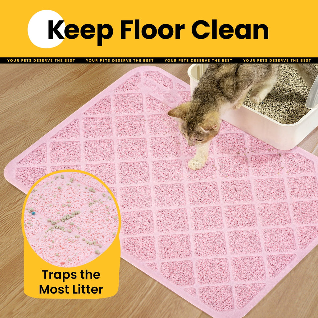 Cat Litter Mat, 35" X 23" Premium Durable PVC, Non-Slip, Less Waste, Urine Waterproof