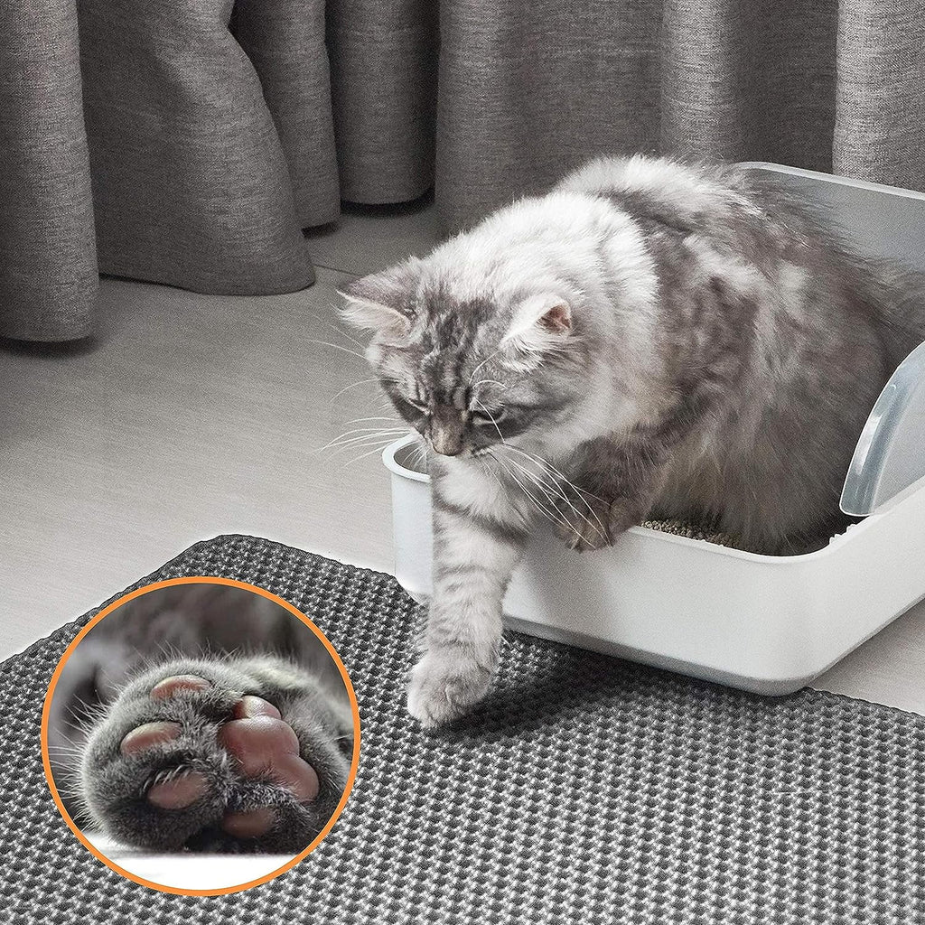 21" X 29" Cat Litter Mat Trapping Match, Honeycomb Double Layer Design, Urine-Proof and Water Proof, Scatter Control, Easier to Clean & Washable(Gray)