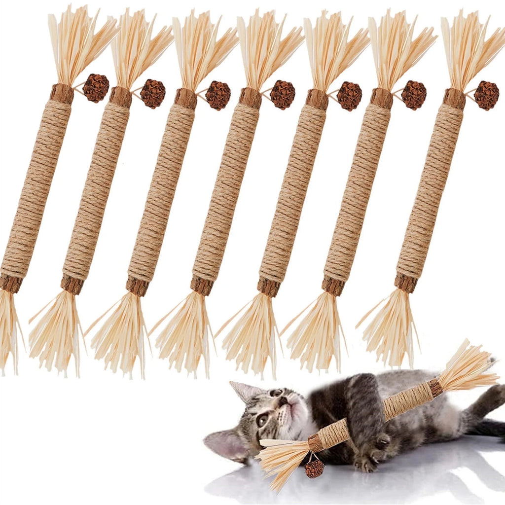 Grembeb Cat Silvervine Toys 7PCS Catnip Treat for Indoor Kitten Snack Cats Chew Stick for Self Play