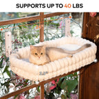 Cat Window Perch, 23*15In Double-Layer Foldable Pet Hammock for Wall with Suckers for Indoor(Medium,White)