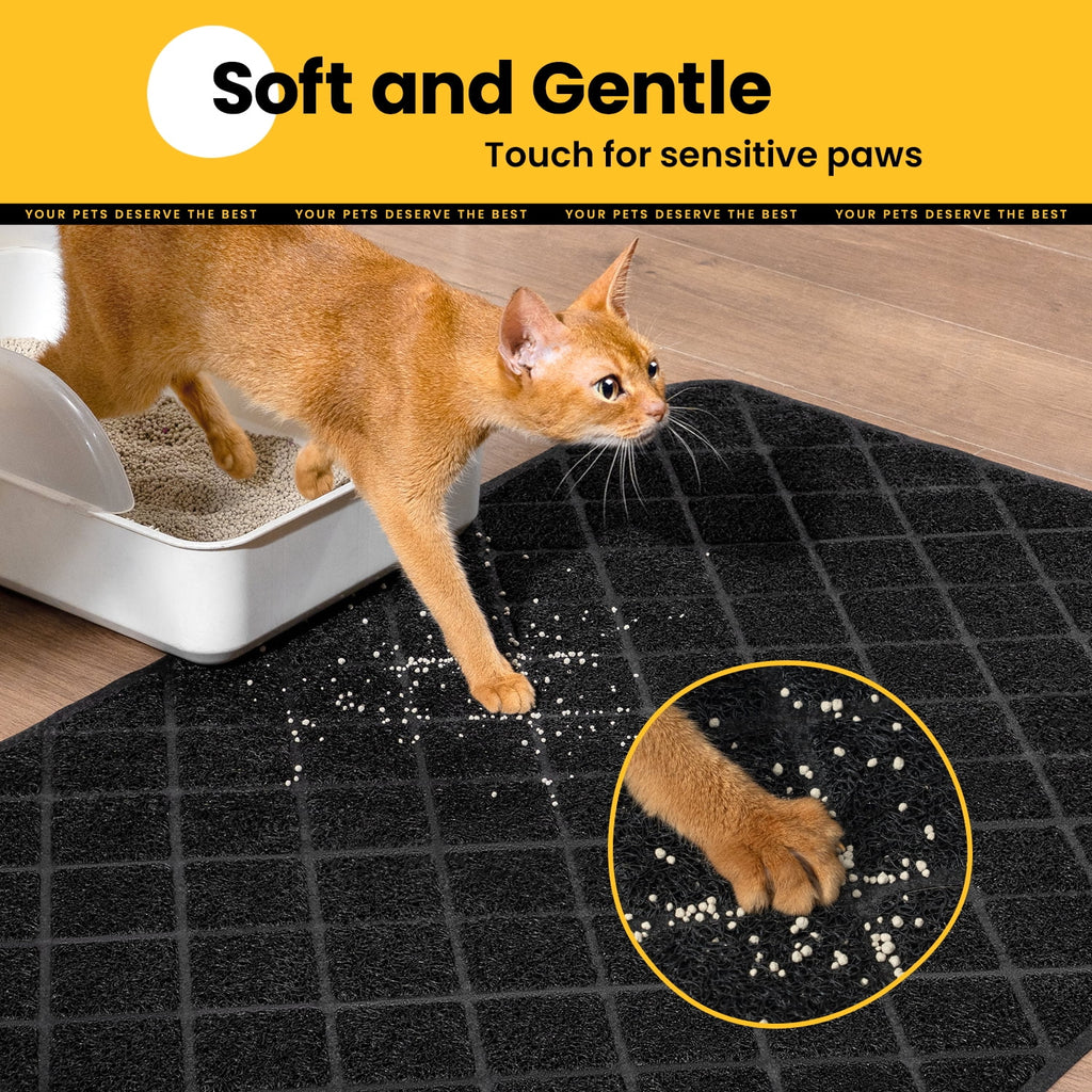Cat Litter Mat, 35" X 23" Premium Durable PVC, Non-Slip, Less Waste, Urine Waterproof