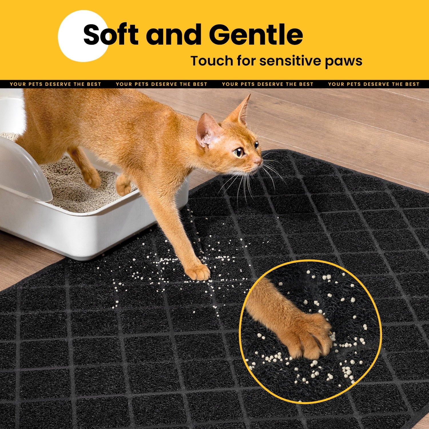 Cat Litter Mat, 35" X 23" Premium Durable PVC, Non-Slip, Less Waste, Urine Waterproof