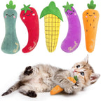 5Pcs Catnip Cat Toys Vegetable Shape Plush Kicker for Indoor Cats, Durable Interactive Kitty Nip Chew Toy for Boredom Relief Small to Medium Cats