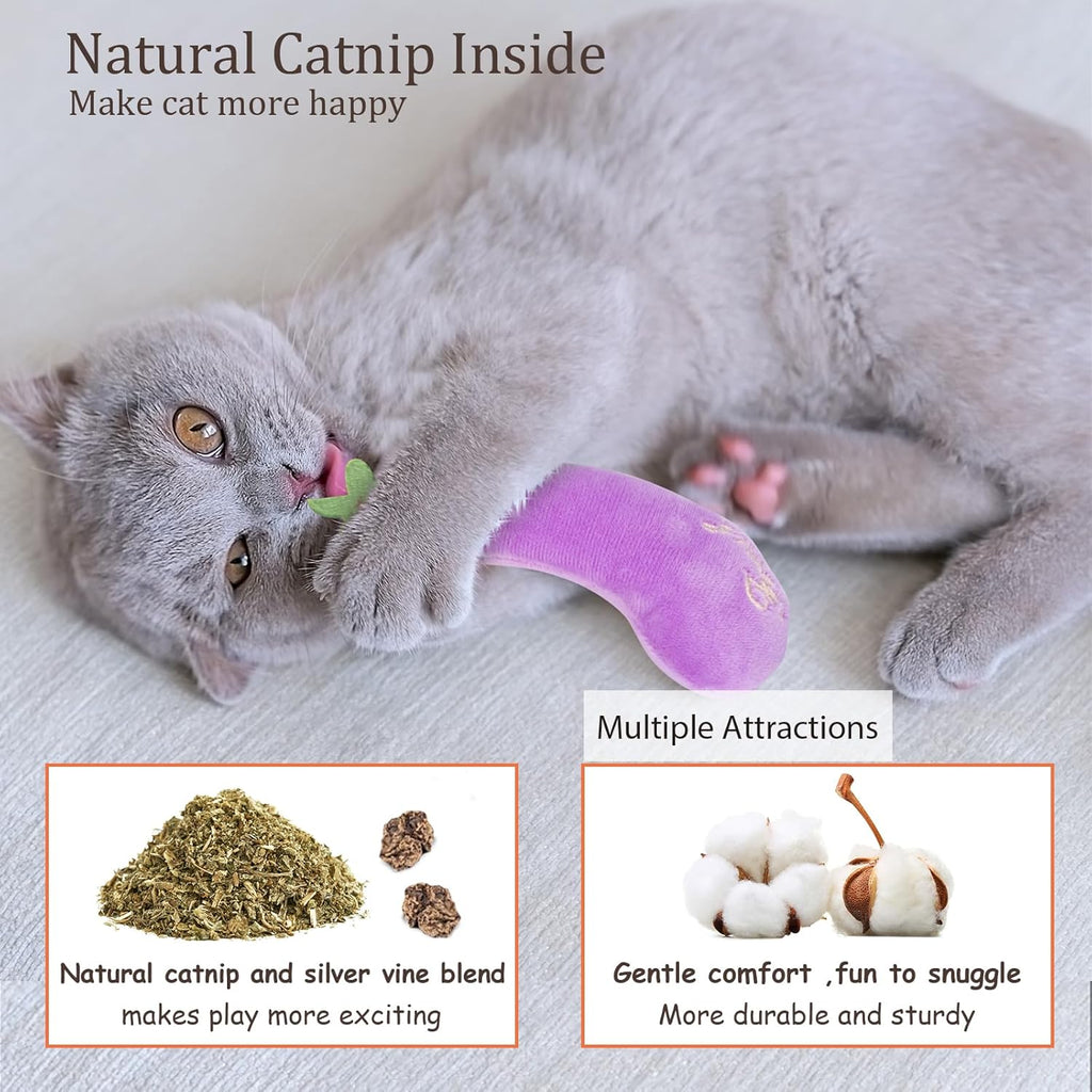 5Pcs Catnip Cat Toys Vegetable Shape Plush Kicker for Indoor Cats, Durable Interactive Kitty Nip Chew Toy for Boredom Relief Small to Medium Cats