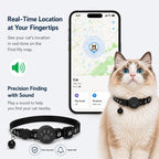 Cat Tracker Collar for Small Cats - Real Time Cat GPS Tracker No Monthly Fee, Pet Tracker for Cats Works with Apple Find My (Only Ios), No SIM Required (Collar + Black Tracker)