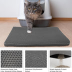 21" X 29" Cat Litter Mat Trapping Match, Honeycomb Double Layer Design, Urine-Proof and Water Proof, Scatter Control, Easier to Clean & Washable(Gray)