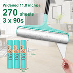 Large Lint Rollers for Pet Hair Extra Sticky, 11.8" Wide Giant Lint Roller with 53" Long Handle, Big Pet Hair Sticky Remover for Floor Carpets Couch Clothes (270 Sheets)