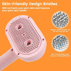 Cat Steam Brush with Release Button, 3-In-1 Steam Grooming Brush for Shedding, Hair Removal Tool for Dogs & Cats, Self Cleaning Spray Comb with Mist for Long Haired Pets