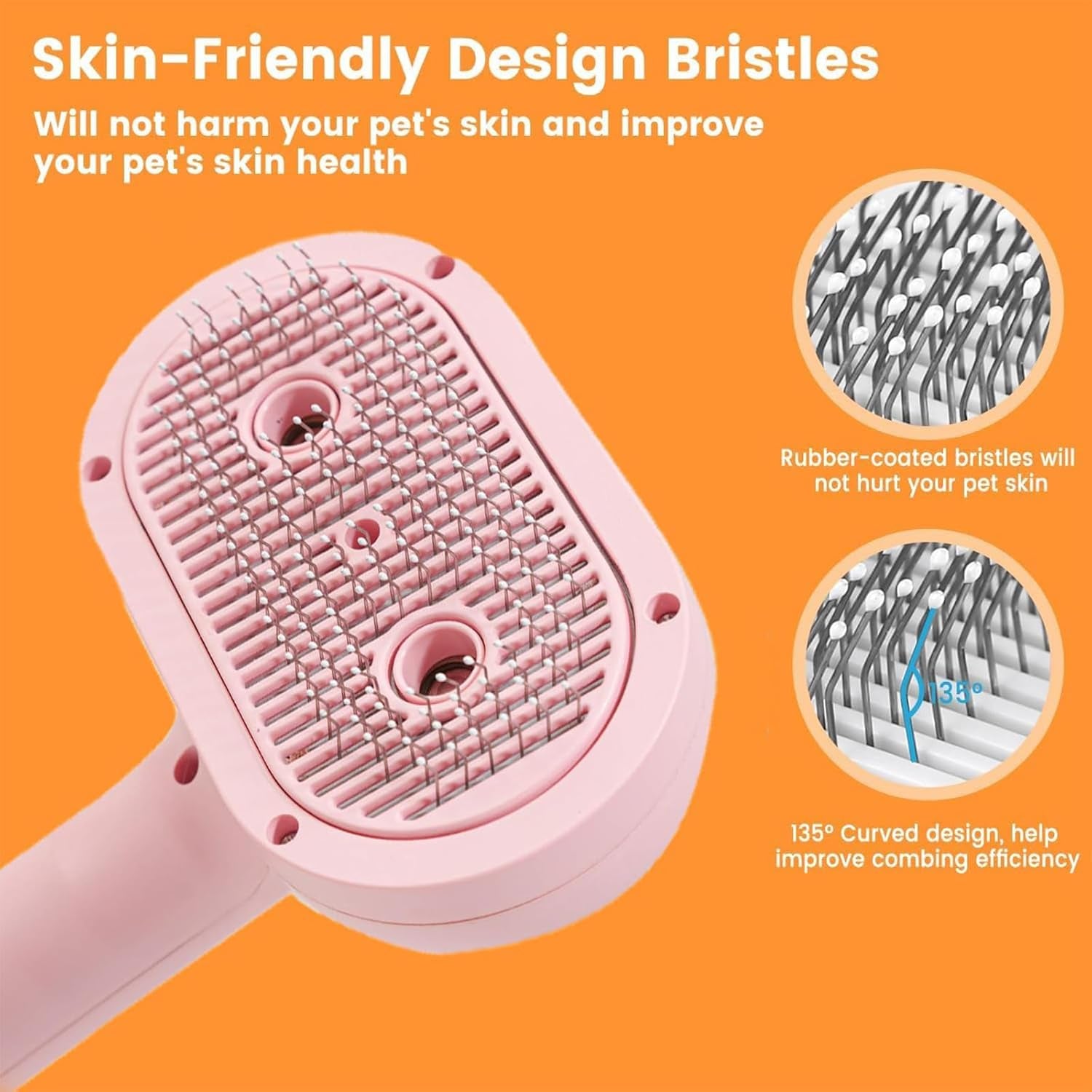 Cat Steam Brush with Release Button, 3-In-1 Steam Grooming Brush for Shedding, Hair Removal Tool for Dogs & Cats, Self Cleaning Spray Comb with Mist for Long Haired Pets