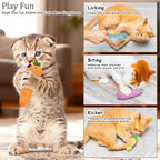 5Pcs Catnip Cat Toys Vegetable Shape Plush Kicker for Indoor Cats, Durable Interactive Kitty Nip Chew Toy for Boredom Relief Small to Medium Cats