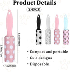 24 Pcs Lint Roller for Pet Hair Extra Sticky and Clothes,Mini Travel Lint Rollers Disposable Sheets Remove Dog/Cat Hair for Home Car Travel Use