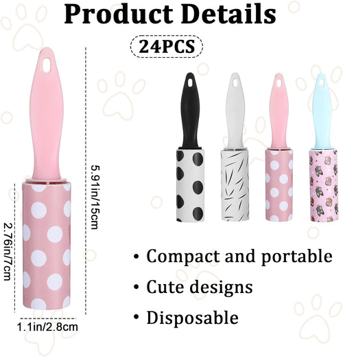24 Pcs Lint Roller for Pet Hair Extra Sticky and Clothes,Mini Travel Lint Rollers Disposable Sheets Remove Dog/Cat Hair for Home Car Travel Use