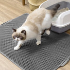 Cat Litter Mat - 34"X26" Honeycomb Double Layer, Urine Waterproof, and Easy to Clean
