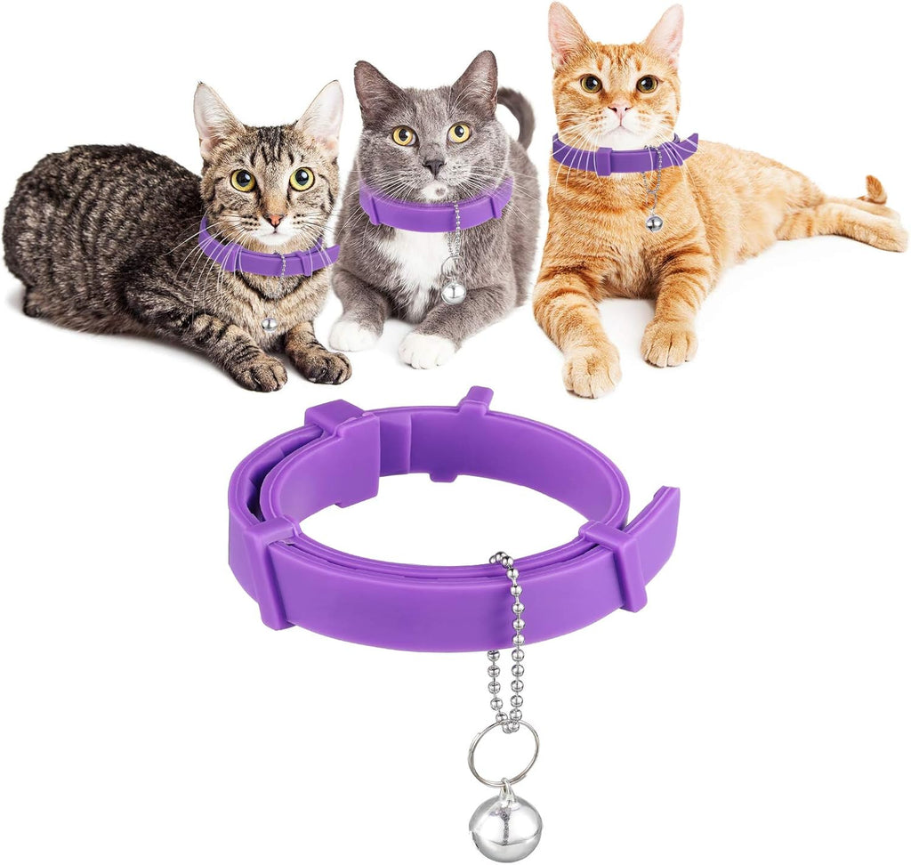 4 Pieces Cat Calming Collars Adjustable Cat Pheromones Calming Collars with 4 Bells Reducing Anxiety for Pets Suitable for Small Medium and Large Cats (15 Inches)