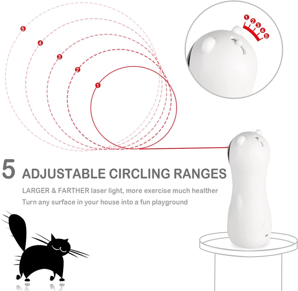 Cat Laser Toy, Pet Laser for Cats USB Charging or AA Battery Operated, Interactive Cat Chase Toy with 5 Rotating Modes - Auto Shut off and Silent - Kitten/Cat Owner'S Gift Idea