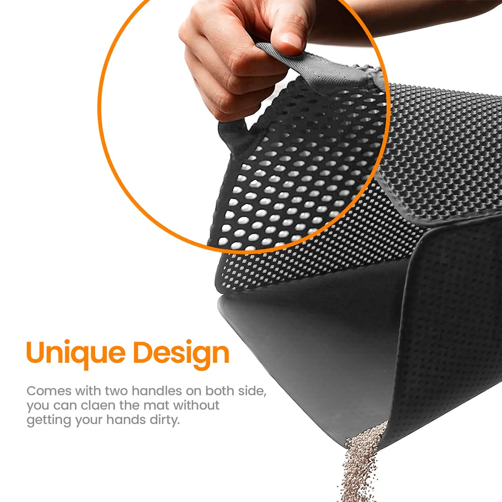 Cat Litter Mat - 34"X26" Honeycomb Double Layer, Urine Waterproof, and Easy to Clean