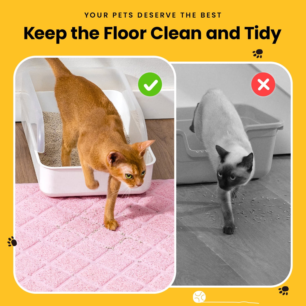 Cat Litter Mat, 35" X 23" Premium Durable PVC, Non-Slip, Less Waste, Urine Waterproof