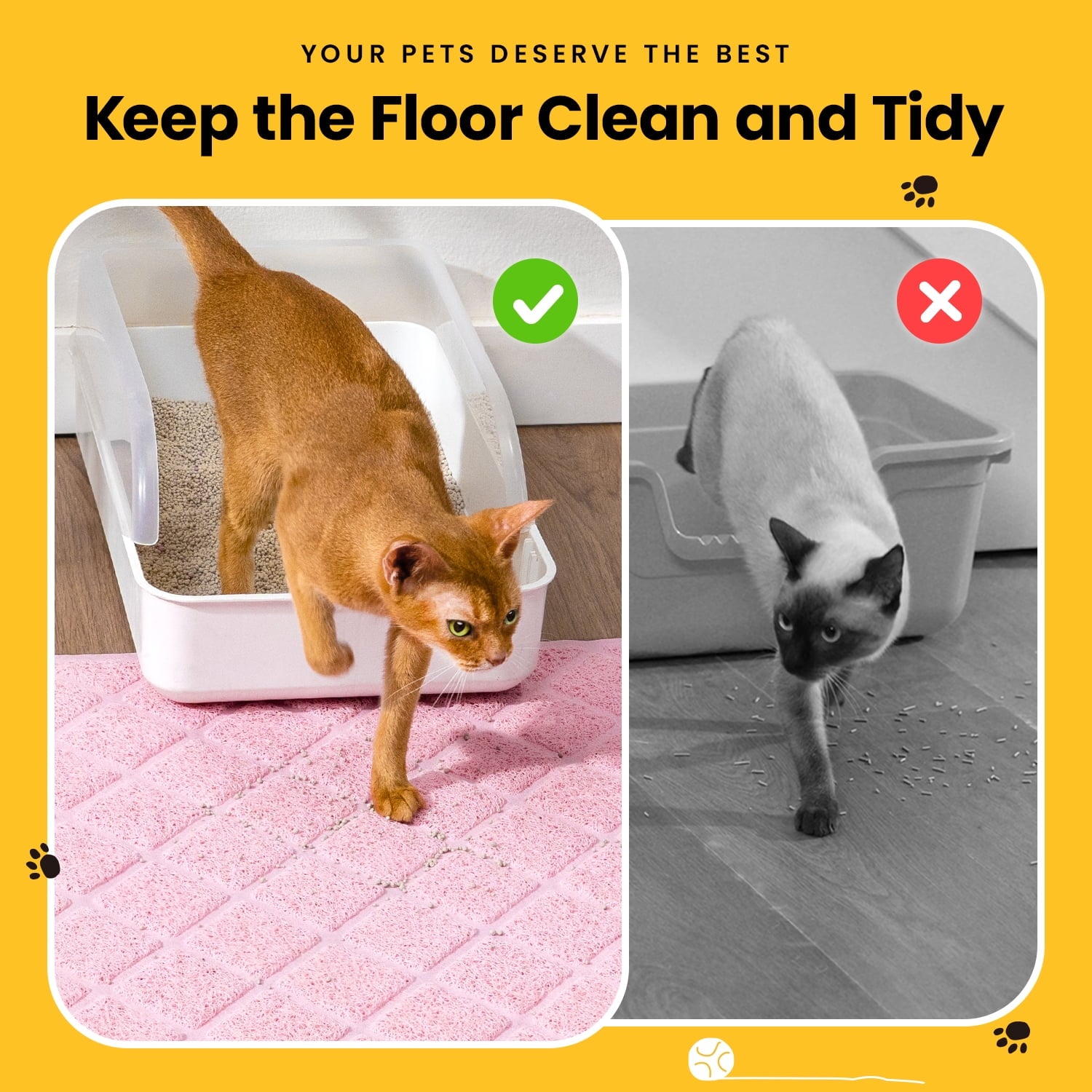 Cat Litter Mat, 35" X 23" Premium Durable PVC, Non-Slip, Less Waste, Urine Waterproof