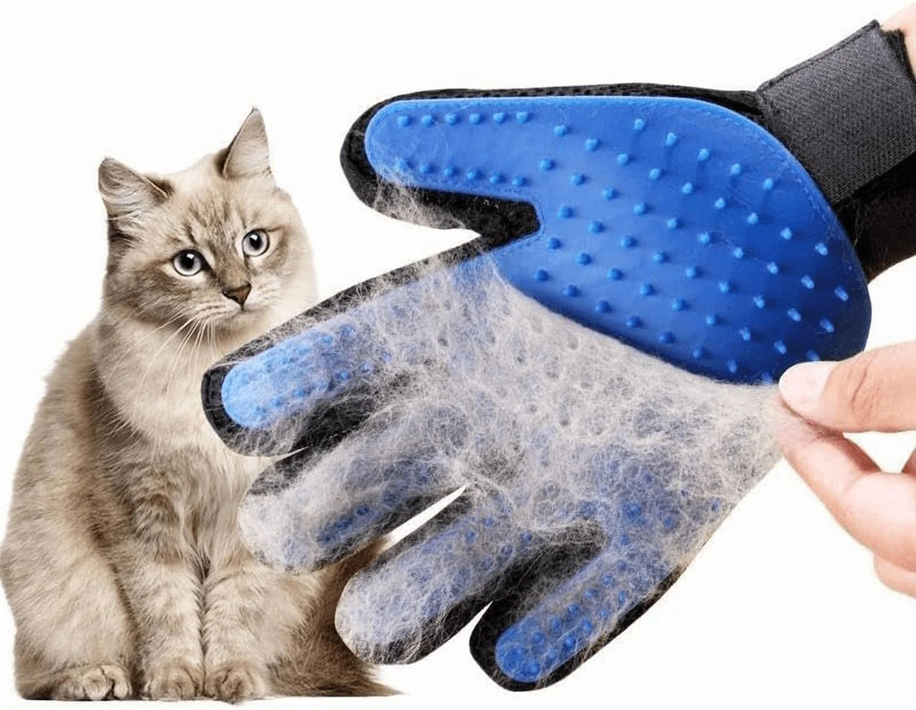 Pet Grooming Deshedding Gloves Brush for Dog Cat Hair Remover Mitt Massage 1 Pair Blue