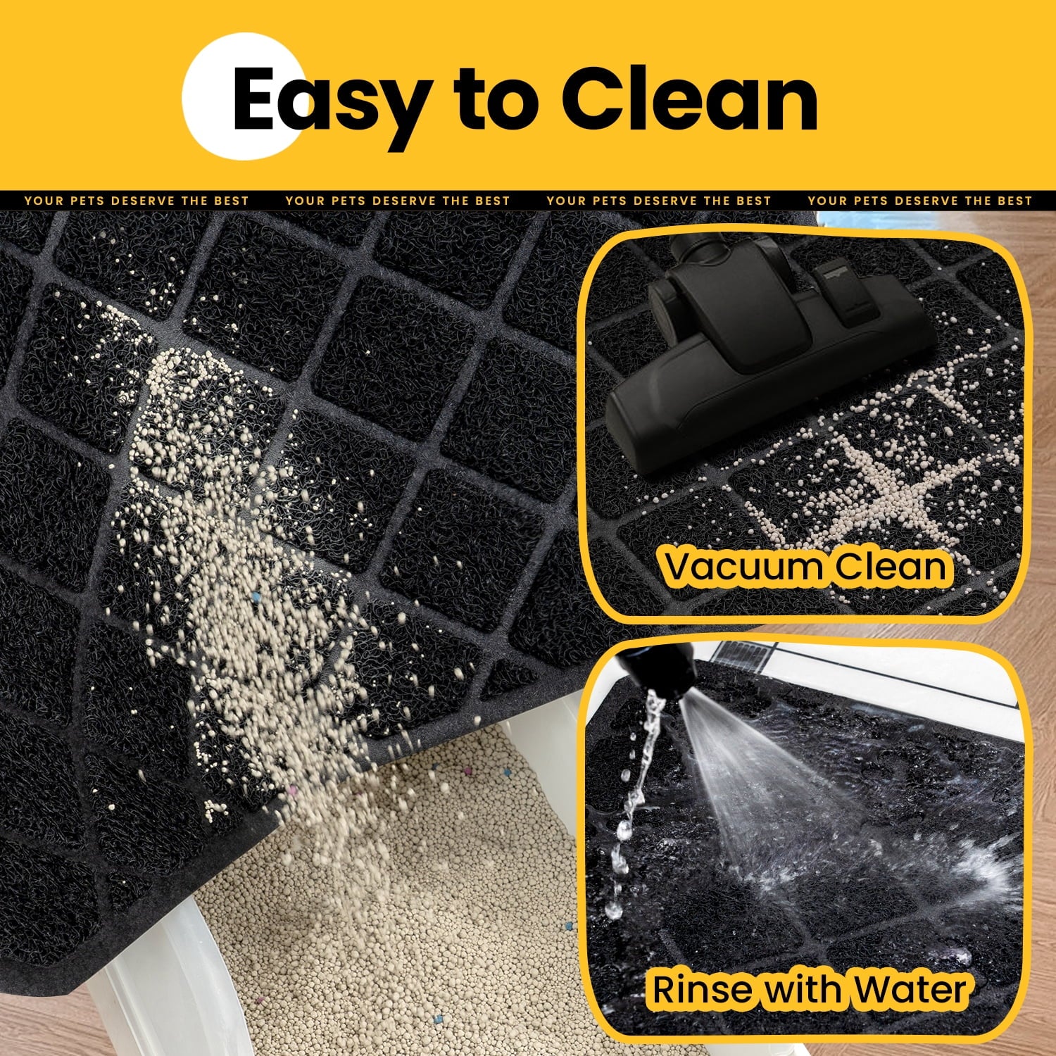 Cat Litter Mat, 35" X 23" Premium Durable PVC, Non-Slip, Less Waste, Urine Waterproof