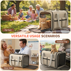 SnuggyCats Foldable Airline-Approved Cat Carrier — Soft Sided, Mesh Ventilation, Safety Leash