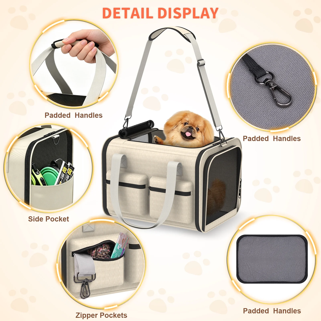 SnuggyCats Foldable Airline-Approved Cat Carrier — Soft Sided, Mesh Ventilation, Safety Leash